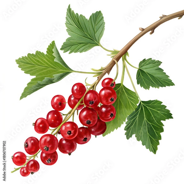 Obraz ripe red currant branch isolated on transparent background