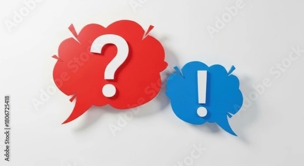 Fototapeta Red Blue Cloud Speech Bubbles Light Grey Background Communication