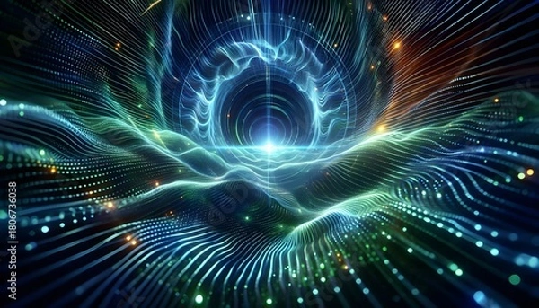 Fototapeta Energy Ring: Futuristic Portal Light Effect. AI Generated, Generative AI