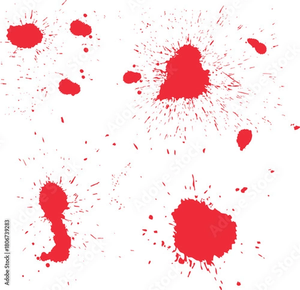 Obraz 血痕・血のベクター素材のセット　赤