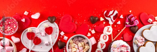 Obraz Valentines day cookies, chocolates and sweets