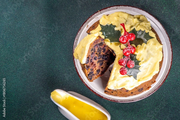 Obraz Traditional Christmas english pudding dessert