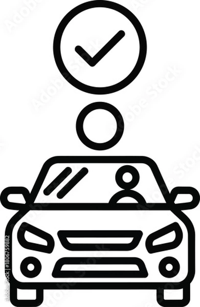 Fototapeta Car check icon vector illustration for vehicle inspection and approval eps silhouette