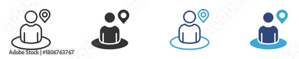 Fototapeta Street View icon set, Person in circle, vector illustration . 