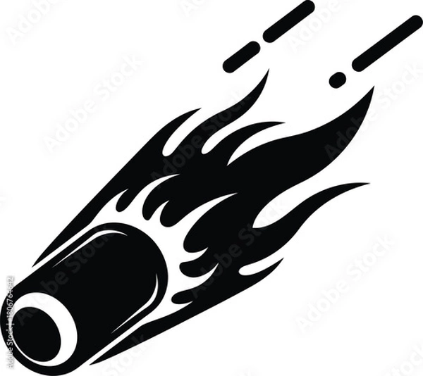 Obraz Falling meteor icon vector illustration black and white space design art eps silhouette