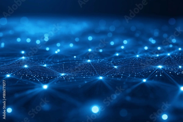 Obraz Abstract light blue technology background, subtle geometric grid, glowing elements