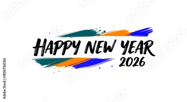 Obraz Happy New Year 2026 brush stroke design festive celebration graphic element isolated on white background