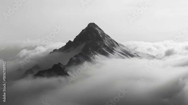 Fototapeta Solitary Mountain Peak Above the Clouds – Majestic High-Altitude Landscape Photography