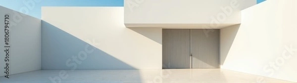 Fototapeta White building with a door and a window