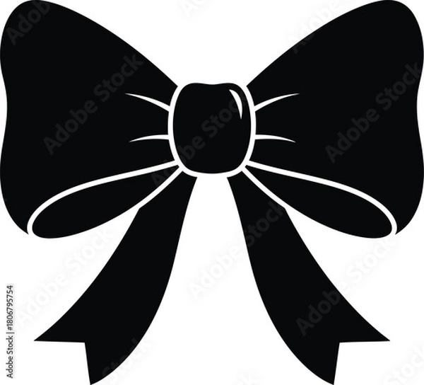 Obraz Black bow vector graphic ribbon present decoration gift holiday design eps silhouette