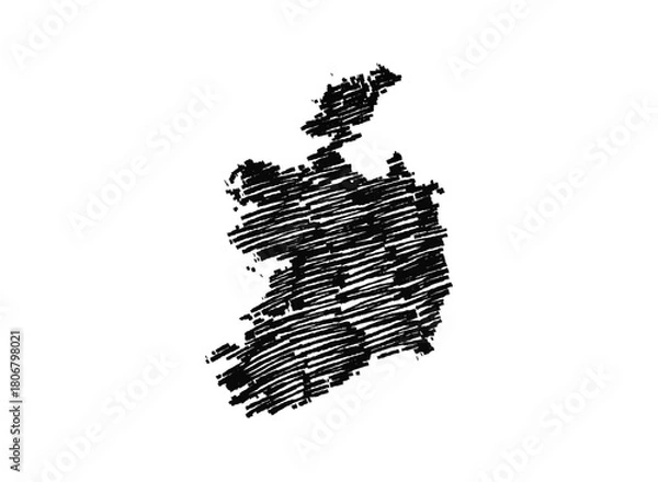 Fototapeta Ireland map hand drawn Sketch Scribble background vector. Freehand Sketch map, vintage hand drawn map.