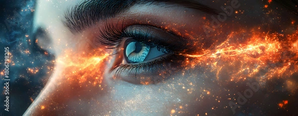 Fototapeta Mystical Eye A Glimpse into the Soul, Emanating Energy, Focused Gaze, Inner World Unveiled