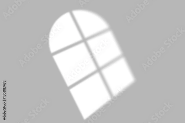 Fototapeta Soft window light overlay effect casting geometric shadows on a clean gray background