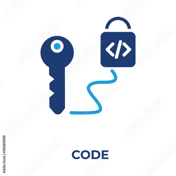 Fototapeta code vector, icon or logo sign isolated symbol illustration