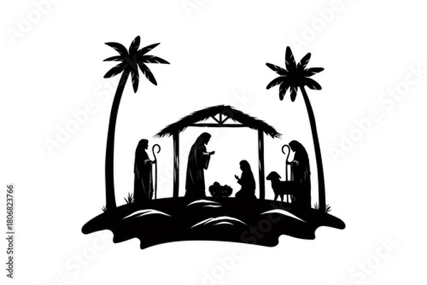 Obraz Nativity Scene Silhouette