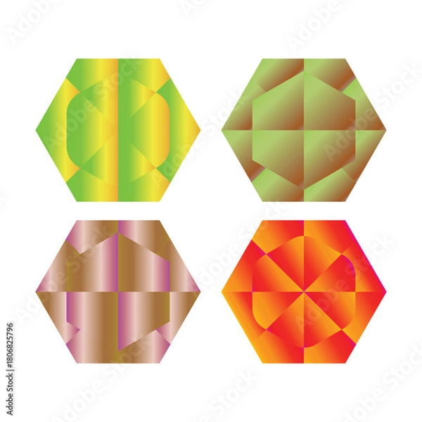 Fototapeta Gradient Hexagon Pattern with Symmetrical Geometric Design and Abstract Color Segments