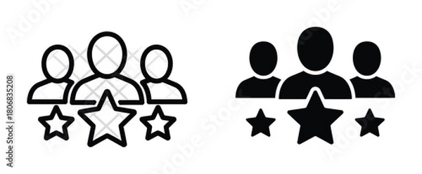 Fototapeta Find top talent team group best employees and stars rating icon vector eps silhouette
