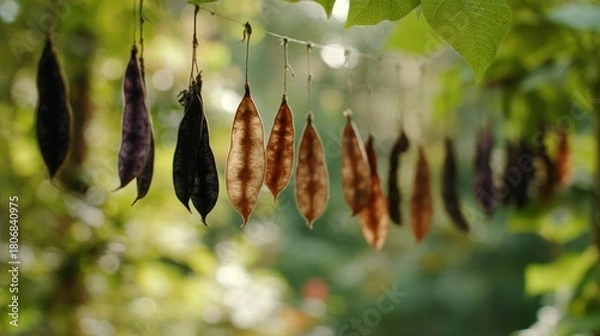 Fototapeta Dried beans hanging from vines