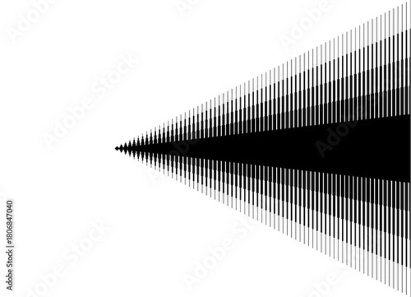 Obraz Vector striped arrow. Transition from black to white with thin lines. Modern pattern. Vector background for covers, advertising, packaging, video. Halftone. Pointer, navigation