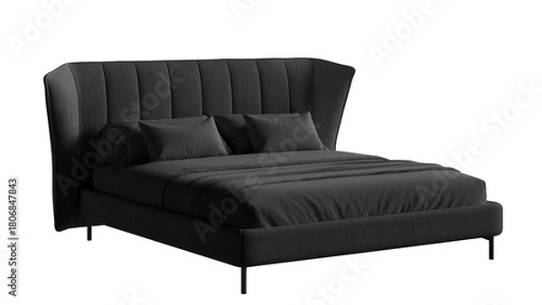 Fototapeta Bed on an isolated background. Furniture for collages, graphics designs, and presentations.