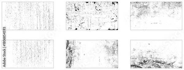 Fototapeta Set of Black and white grunge. Distress overlay texture. Surface dust and rough dirty wall background concept. Distress illustration simply place over object to create grunge effect. Vector 