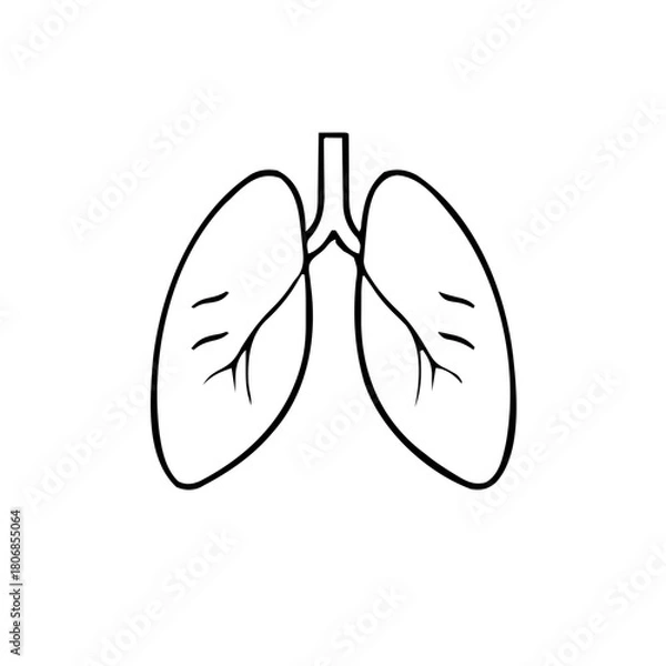 Obraz Health & Medical – Thick Outline BW – lungs outline