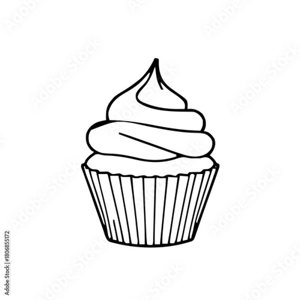 Obraz Food & Kitchen – Thick Outline BW – cupcake sharp