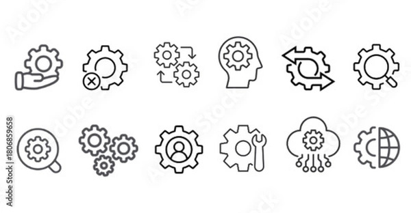 Fototapeta Minimal Settings Icons  Modern Line Style