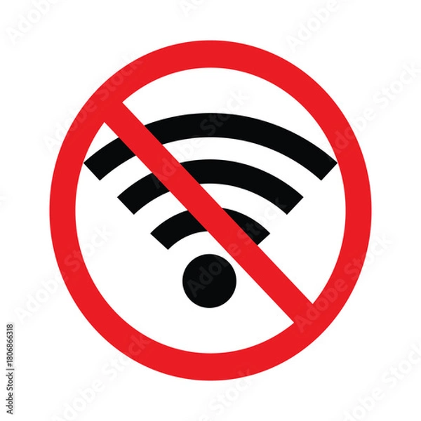 Fototapeta No wifi sign, indicating a restriction or prohibition of wireless internet access