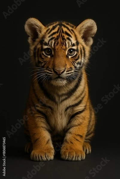 Obraz Baby tiger cub ultra-realistic studio portrait (JPEG 300DPI 7200x10800)