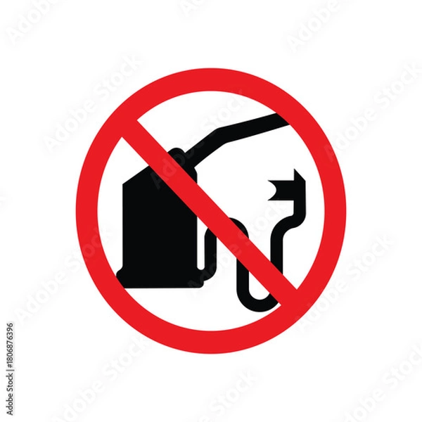 Fototapeta No fuel sign, indicating a prohibition of gasoline or flammable liquids