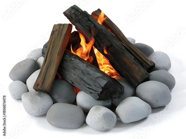 Obraz Decorative Artificial Campfire with Realistic Flames and Stones
