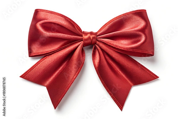 Obraz Elegant Red Satin Bow – Luxury Gift Wrap Ribbon Decoration
