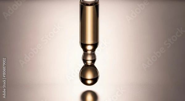Obraz Close up of a glass dropper with golden liquid and a soft background