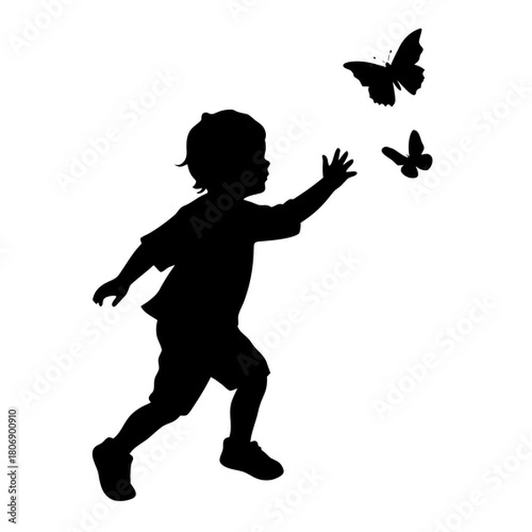 Obraz silhouette of a girl with a butterfly