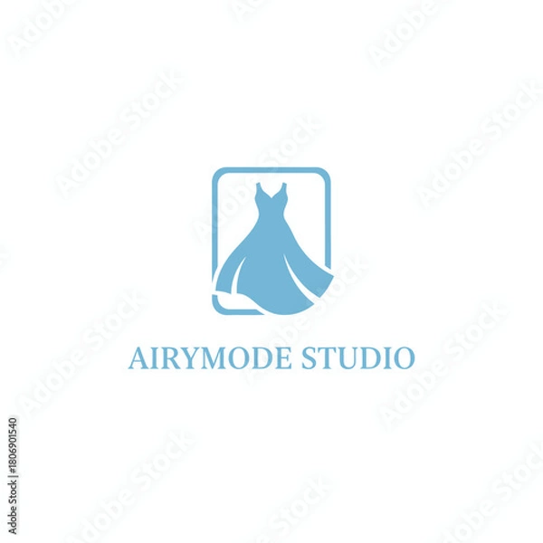 Fototapeta A light blue dress in a square on a white background with text beneath