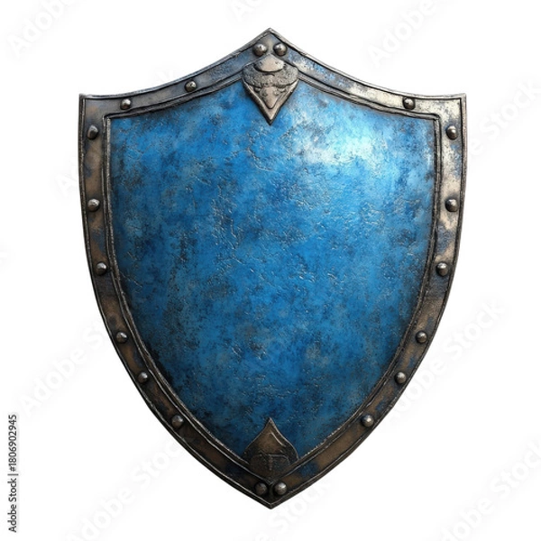 Fototapeta A blue medieval shield on transparent background