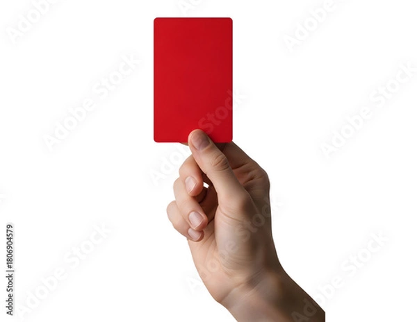 Obraz Hand holding a red card isolated on transparent background