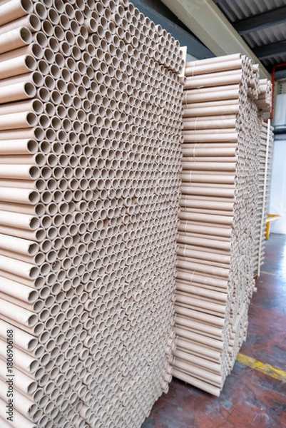 Obraz Stack of cylindrical cardboard tubes.