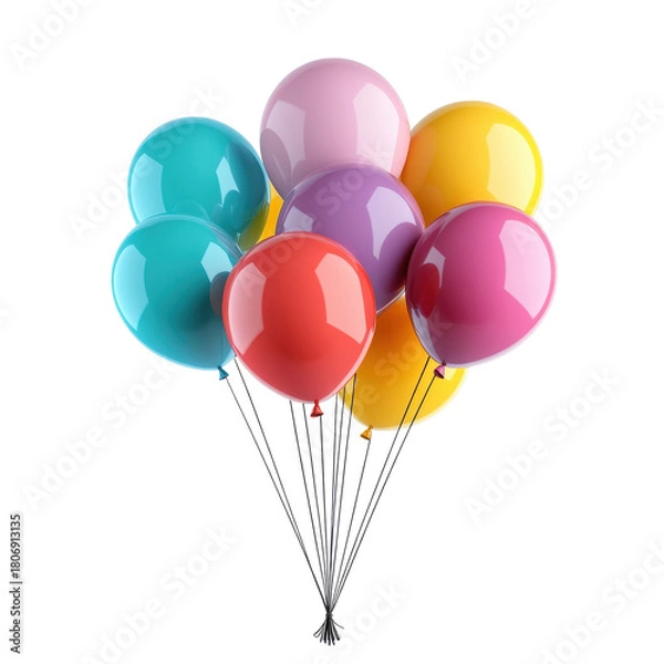 Fototapeta Bunch of colorful balloons on transparent background