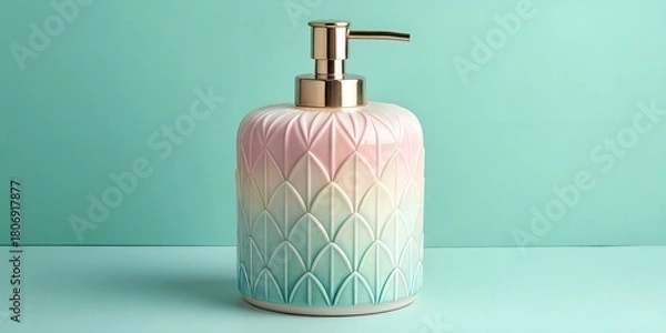 Obraz Elegant pastel soap dispenser for modern bathroom decor, adding a touch of luxury and serenity to your daily routine, perfect for lifestyle branding