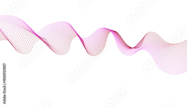 Fototapeta continuous, dimensional sine wave pattern, wavy thread motif in bright magenta.