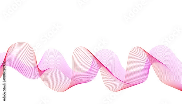 Fototapeta Abstract, smooth pink wave background, dimensional, overlapping ribbon wave pattern.