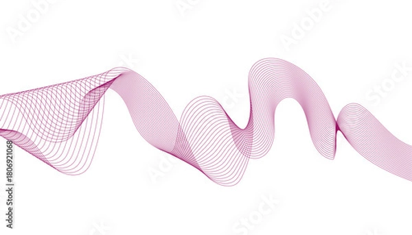 Fototapeta monochromatic pink abstract wave. Flowing sine wave graphic