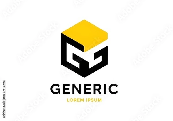 Fototapeta Geometric Cube Logo with Bold Typography – “GENERIC” Branding Design