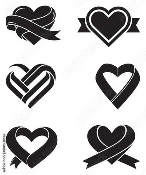 Obraz Romantic Heart Icons Collection for Valentine Day Design.
