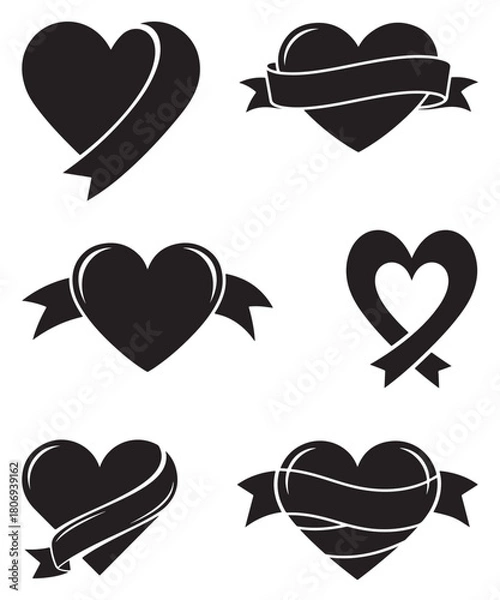Obraz Romantic Heart Icons Collection for Valentine Day Design.