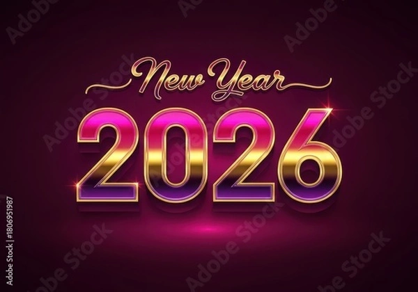 Fototapeta New year design featuring the year two thousand and twenty six in gold