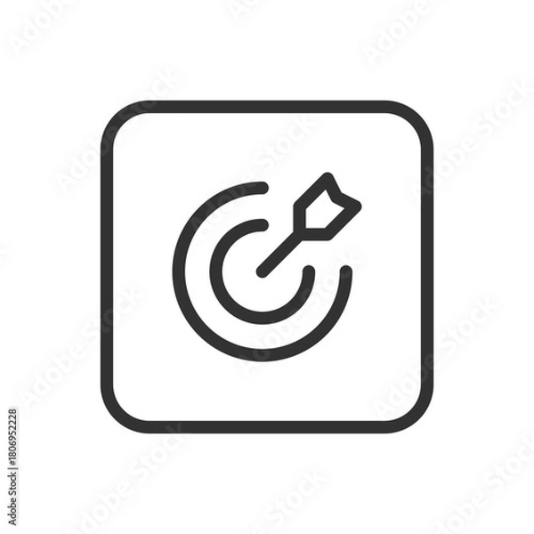 Obraz Protection, Security Target line icon – target with shield or lock outline vector for threat detection, focused security, vulnerability scanning UI
