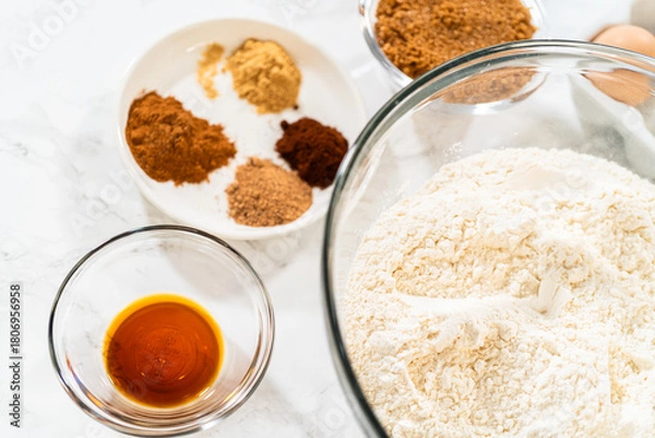 Fototapeta Chocolate Gingerbread Cookie Dough for Holiday Baking